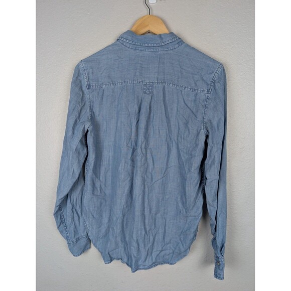 American Eagle Outfitters Shirt Small Blue Chambray Lyocell Button Front Mb - Picture 6 of 8
